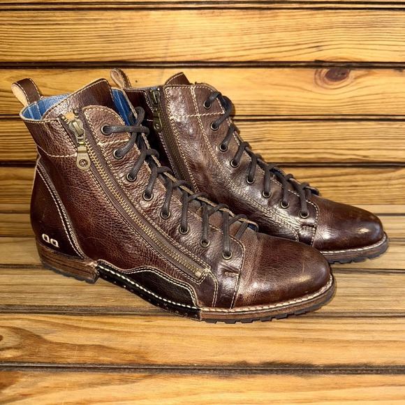 Bed Stu Old Bowen Boots Mens Size 10.5 Cobbler Series Dual Zipper Leather Brown - Picture 1 of 10